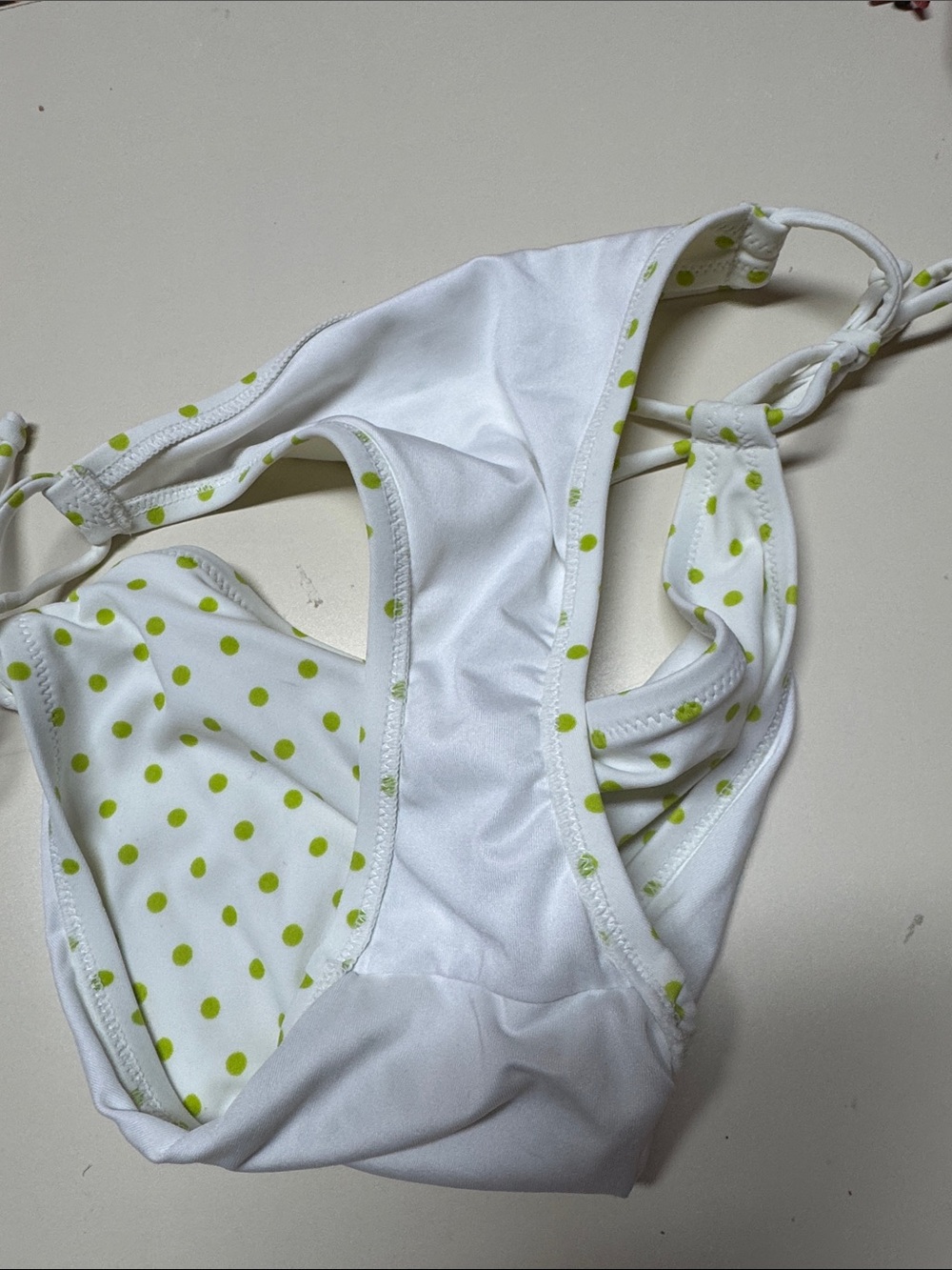 Victoria's Secret White Bandeau Bikini with Lime Polka Dots - Picture 11 of 13
